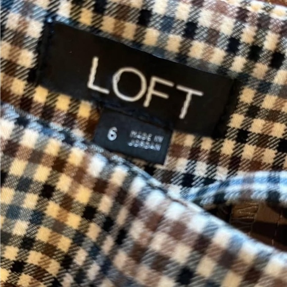 Ann Taylor LOFT Sz 6 Brown Plaid Pants - Picture 2 of 4